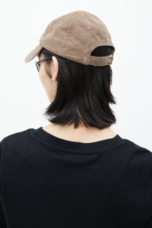 Balenciaga Brown Distressed Logo Baseball Cap