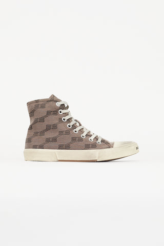 Balenciaga Brown Paris BB Monogram High Top Sneaker