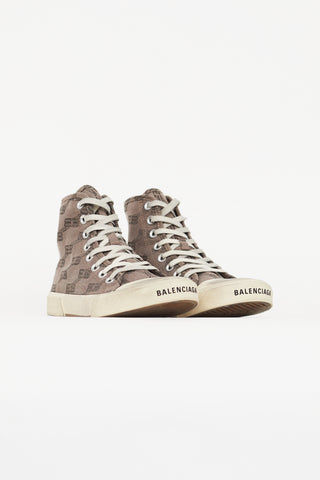 Balenciaga Brown Paris BB Monogram High Top Sneaker