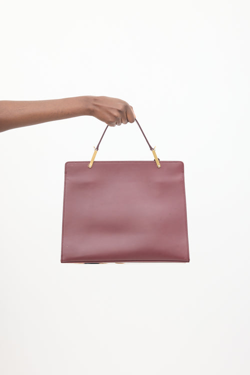 Balenciaga Burgundy Leather Le Dix Cartable M Bag