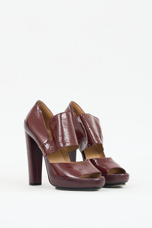 Balenciaga Burgundy Patent 
Leather Cutout Pump