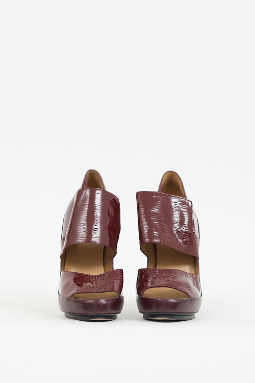 Balenciaga Burgundy Patent 
Leather Cutout Pump