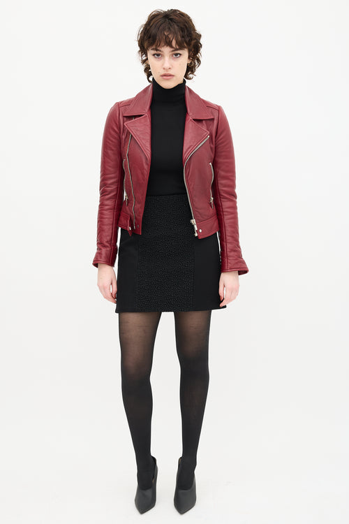 Balenciaga Burgundy Leather Biker Jacket