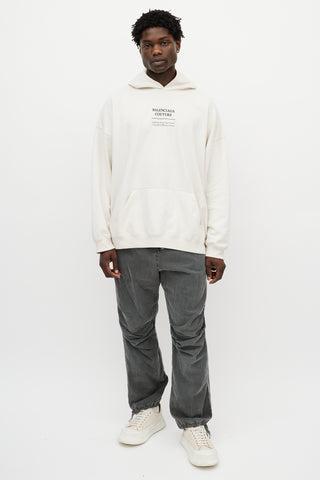 Balenciaga Cream 
Black Couture Address Oversized Hoodie