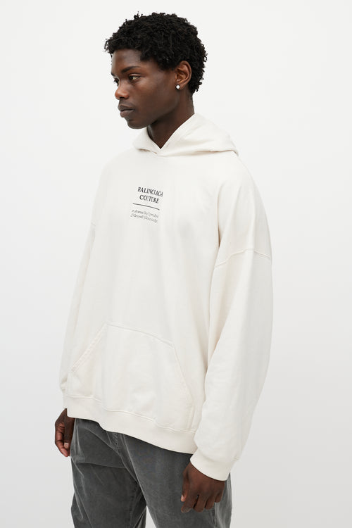 Balenciaga Cream 
Black Couture Address Oversized Hoodie