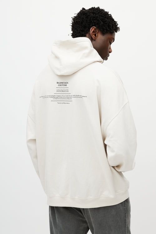 Balenciaga Cream 
Black Couture Address Oversized Hoodie