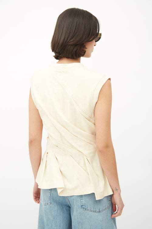 Balenciaga Cream Cotton Asymmetrical Twist Top