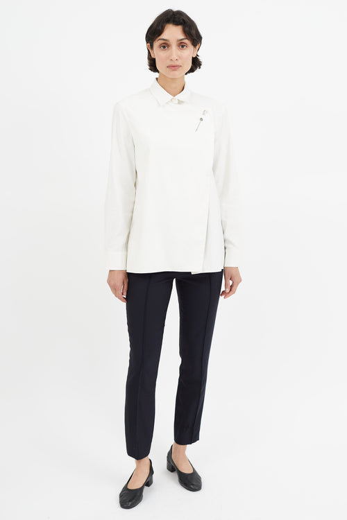 Balenciaga Cream 
Silver Brooch Shirt