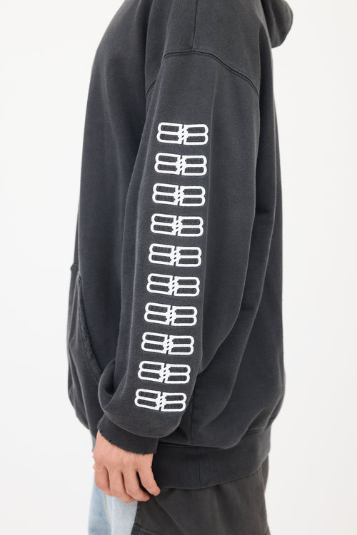 Balenciaga Dark Grey Embroidered BB Paris Icon Hoodie