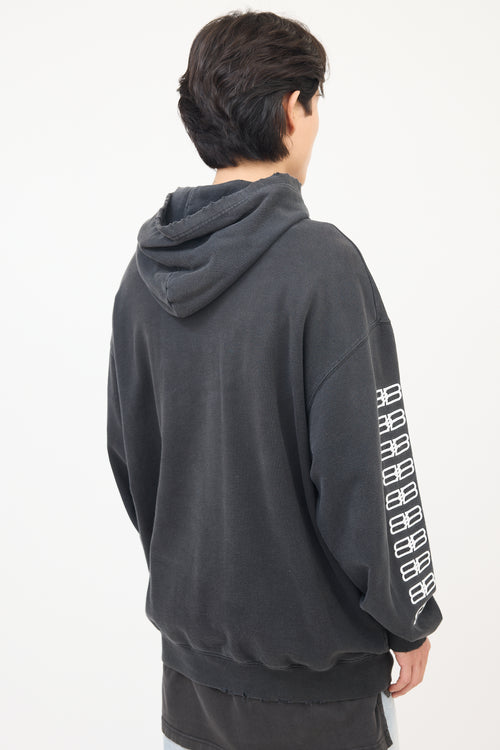 Balenciaga Dark Grey Embroidered BB Paris Icon Hoodie