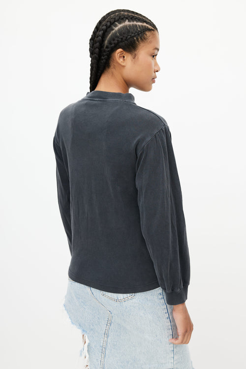 Balenciaga Dark Grey Graphic Logo Long Sleeve Top