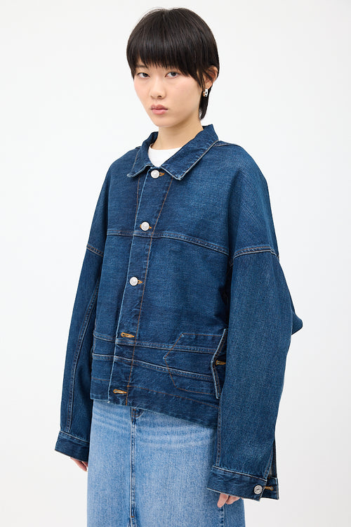 Balenciaga Dark Wash Denim Upside Down Jacket