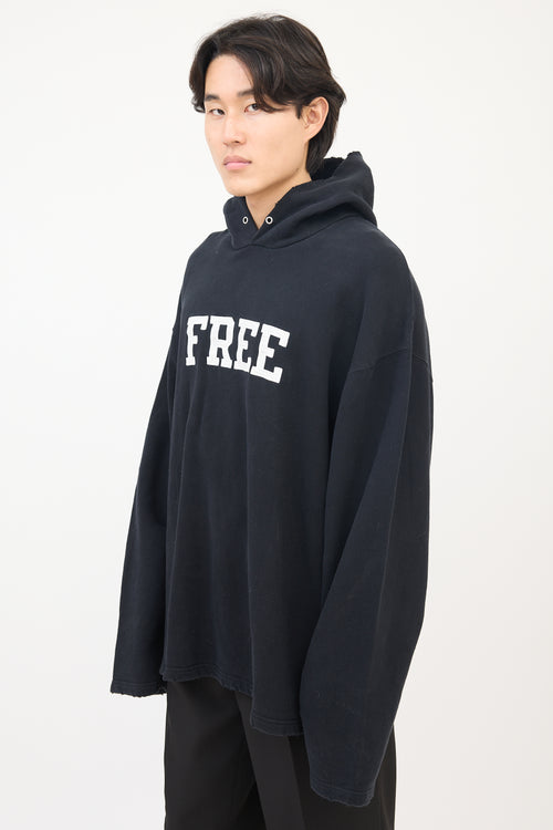 Balenciaga FW 2021 Black Free Logo Oversized Hoodie