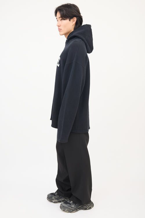 Balenciaga FW 2021 Black Free Logo Oversized Hoodie