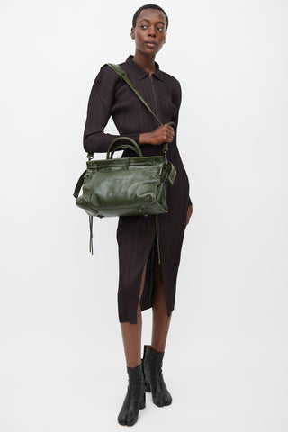 Balenciaga FW 2016 Dark Green Leather Mute City Crossbody Bag