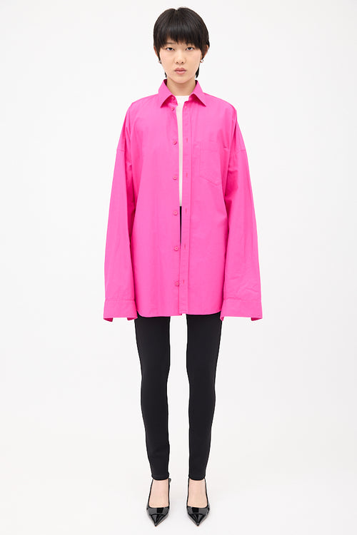 Balenciaga Fuchsia Cotton Logo Shirt