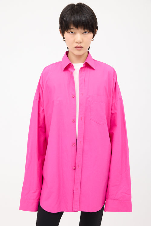 Balenciaga Fuchsia Cotton Logo Shirt