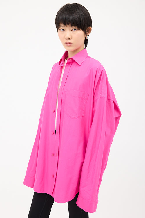 Balenciaga Fuchsia Cotton Logo Shirt