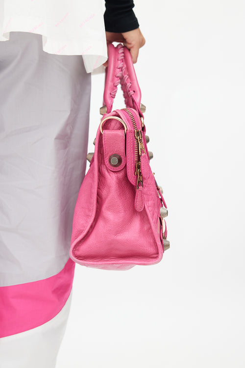 Balenciaga Fuchsia Leather Giant 21 City Bag