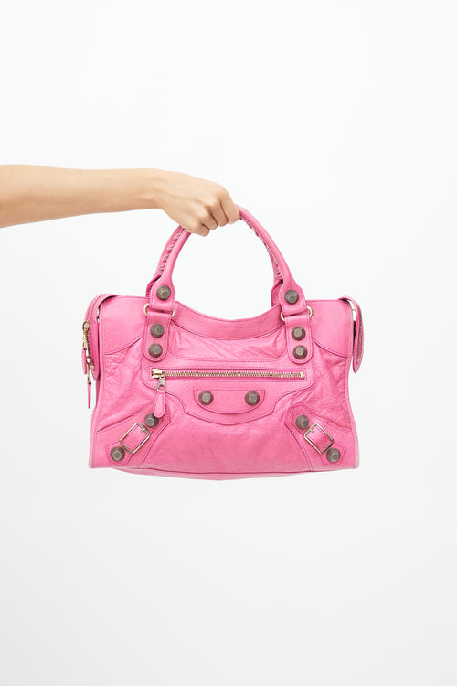 Balenciaga Fuchsia Leather Giant 21 City Bag