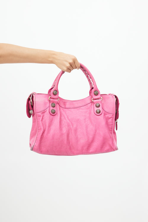 Balenciaga Fuchsia Leather Giant 21 City Bag