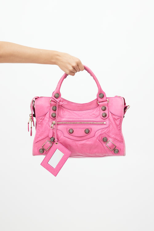 Balenciaga Fuchsia Leather Giant 21 City Bag