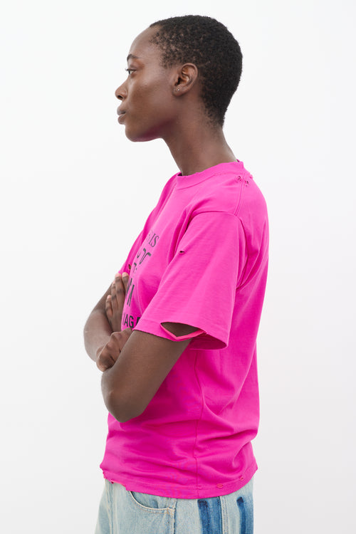 Balenciaga Fuchsia This Is Not Logo Distressed T-Shirt