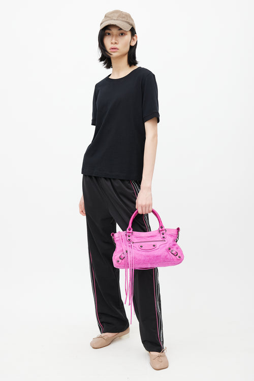 Balenciaga Fuchsia Leather Small City Shoulder Bag