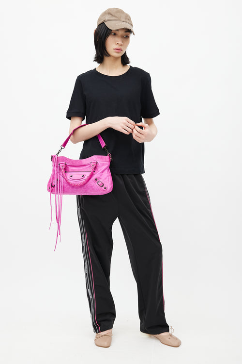 Balenciaga Fuchsia Leather Small City Shoulder Bag