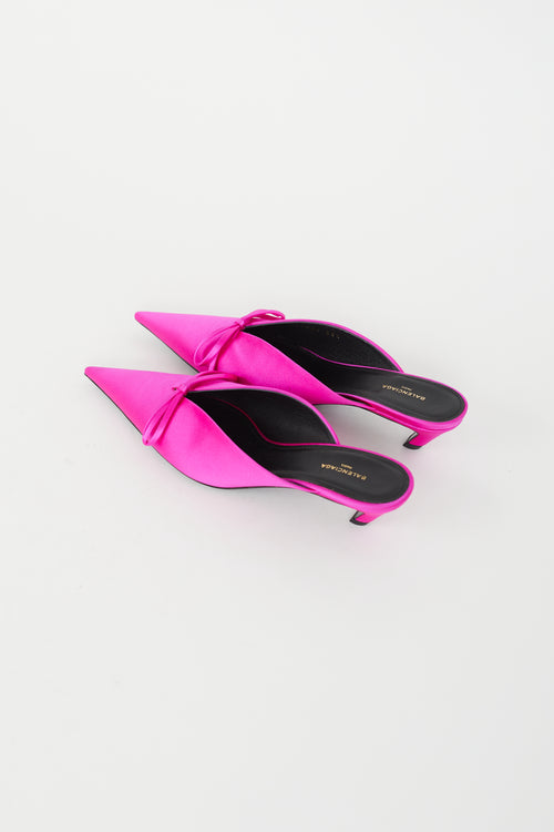 Balenciaga Fuchsia Satin Knife Mule