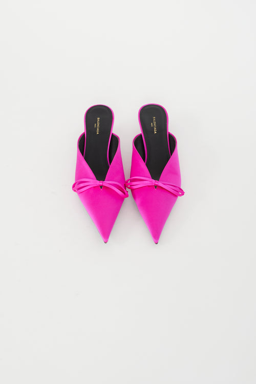 Balenciaga Fuchsia Satin Knife Mule