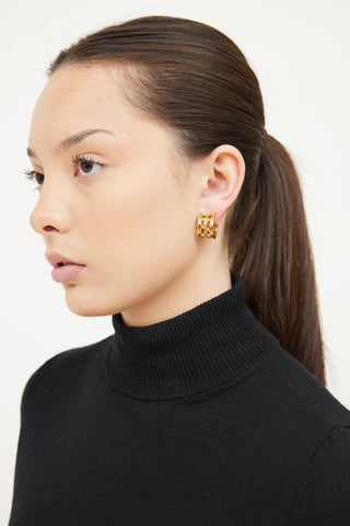 Balenciaga Brass Plated BB Hoop Earrings