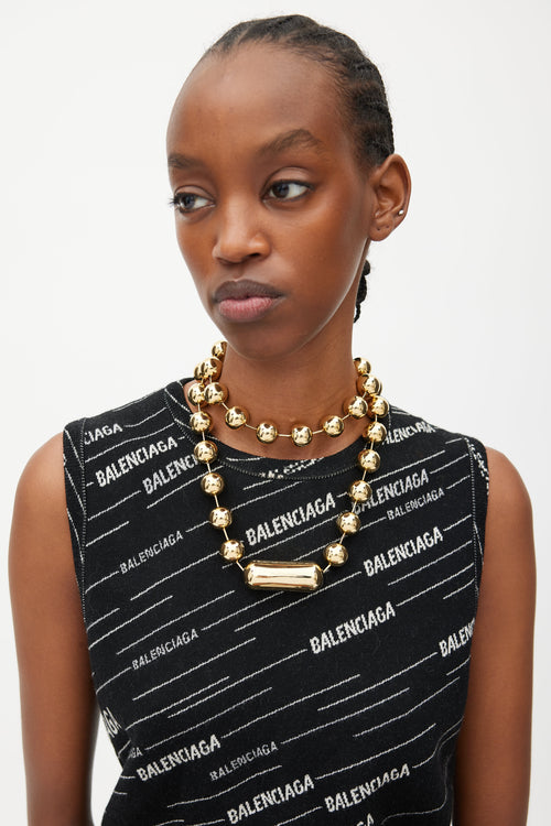 Balenciaga Gold Oversized Ball Chain Necklace