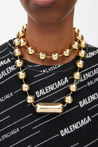 Balenciaga Gold Oversized Ball Chain Necklace