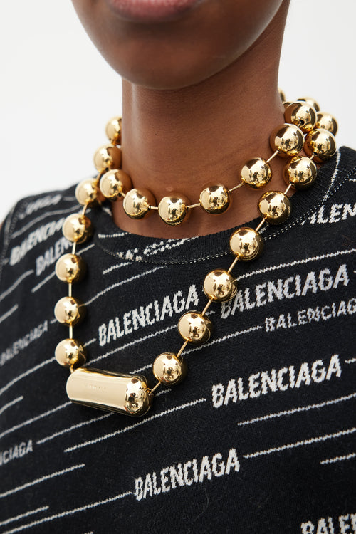 Balenciaga Gold Oversized Ball Chain Necklace