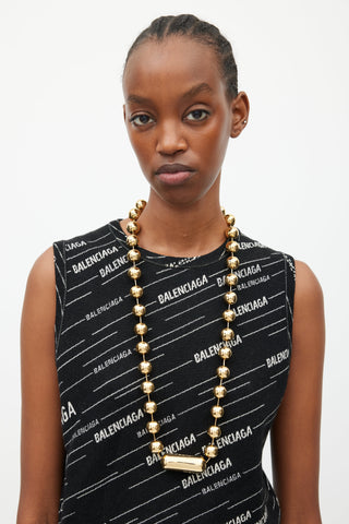 Balenciaga Gold Oversized Ball Chain Necklace