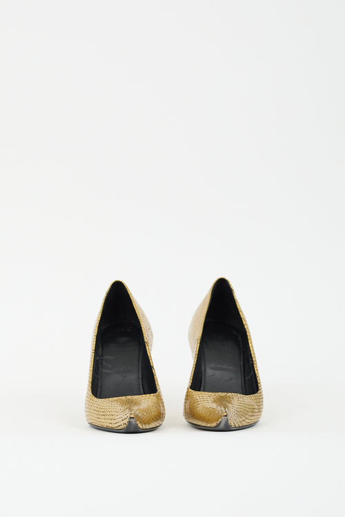 Balenciaga Gold Textured Leather Essex Sculptural Pump