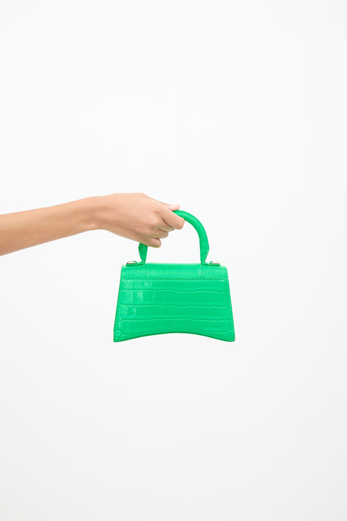 Balenciaga Green Embossed Leather Hourglass XS Bag