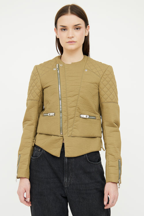 Balenciaga Green Quilted Utility Jacket