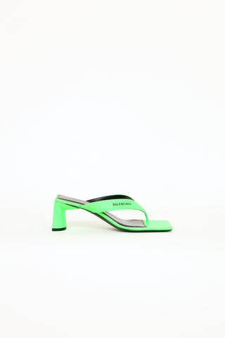 Balenciaga Green Double Square Thong Sandals