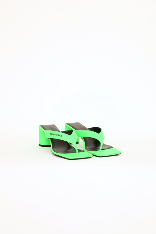 Balenciaga Green Double Square Thong Sandals