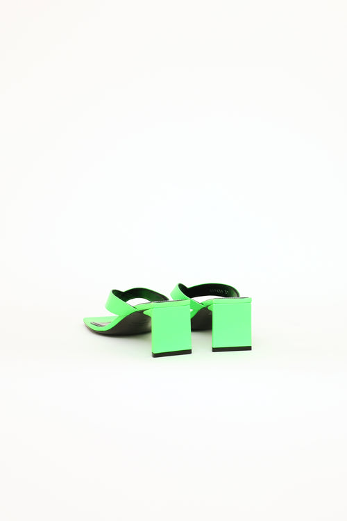 Balenciaga Green Double Square Thong Sandals