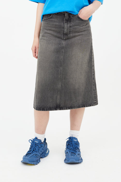 Balenciaga Grey A-Line Denim Skirt