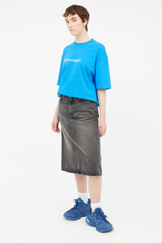 Balenciaga Grey A-Line Denim Skirt