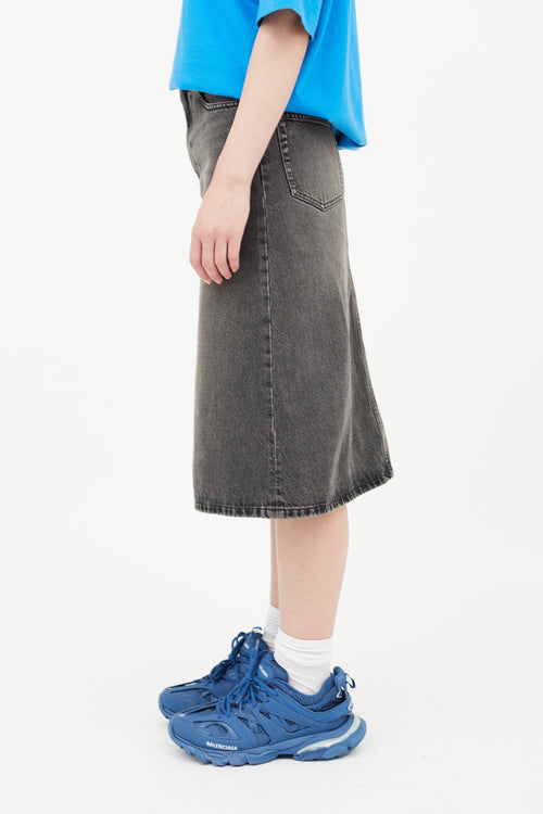 Balenciaga Grey A-Line Denim Skirt