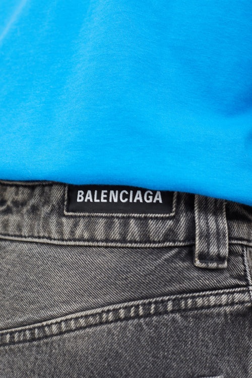 Balenciaga Grey A-Line Denim Skirt