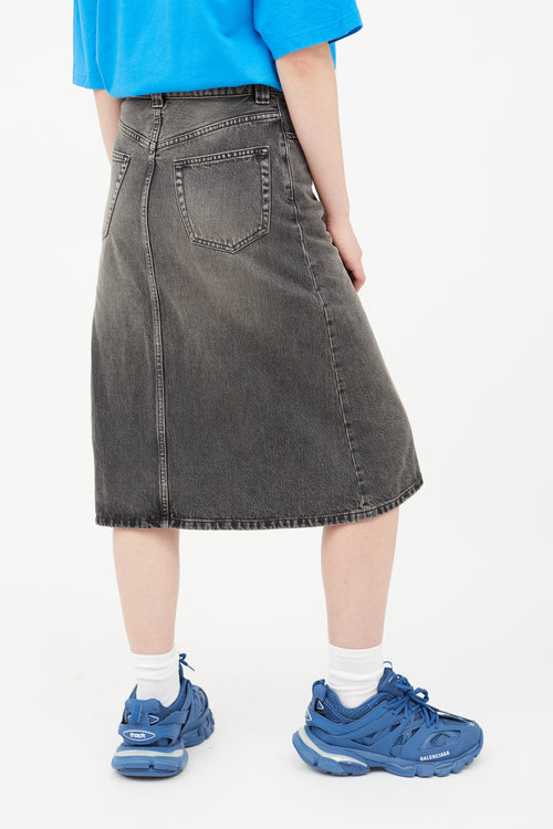 Balenciaga Grey A-Line Denim Skirt