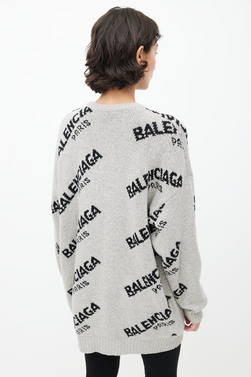 Balenciaga Grey 
Black Knit Logo Sweater