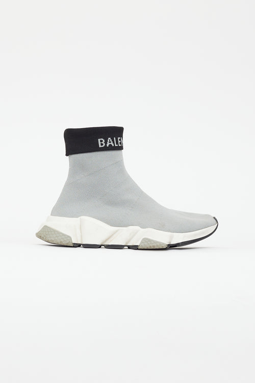 Balenciaga Grey 
Black Knit Speed Sneaker