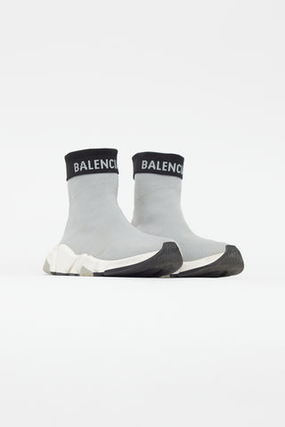 Balenciaga Grey 
Black Knit Speed Sneaker